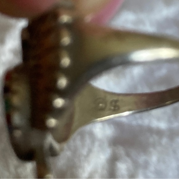 ☘️Rare Vintage Navajo Sterling Inlayed Eagle Ring - Picture 4 of 6